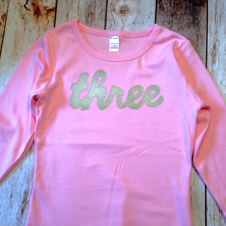Gold Baby Girl Gold Glitter Sparkle Three Girls Birthday Shirt Etsy