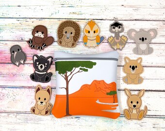 Australian Animals Finger Puppet Set, Gifts for Kids, Educational Activities for Toddlers, Handmade Montessori Toys