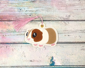 Guinea Pig Bookmark or Ornament, Gift for Readers, Gifts Under 10, Gift for Mom, Faux Leather Vinyl Bookmark, Super Reader