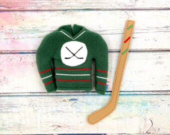 Hockey Jersey & Hockey Stick Custom Christmas Elf Sweater Photo Prop Clothes