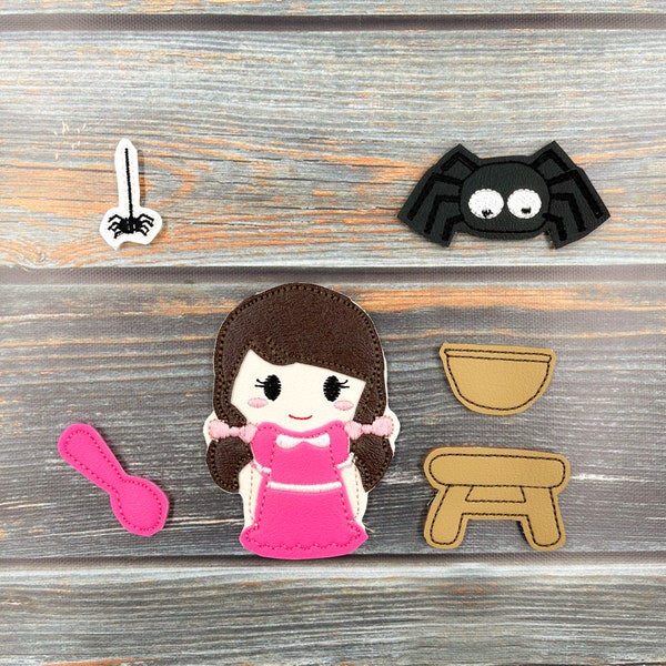 Little Miss Muffet Nursery Rhyme Finger Puppets: Quiet Book Toy Montessori Self Learning Baby Shower Gift Birthday Gift