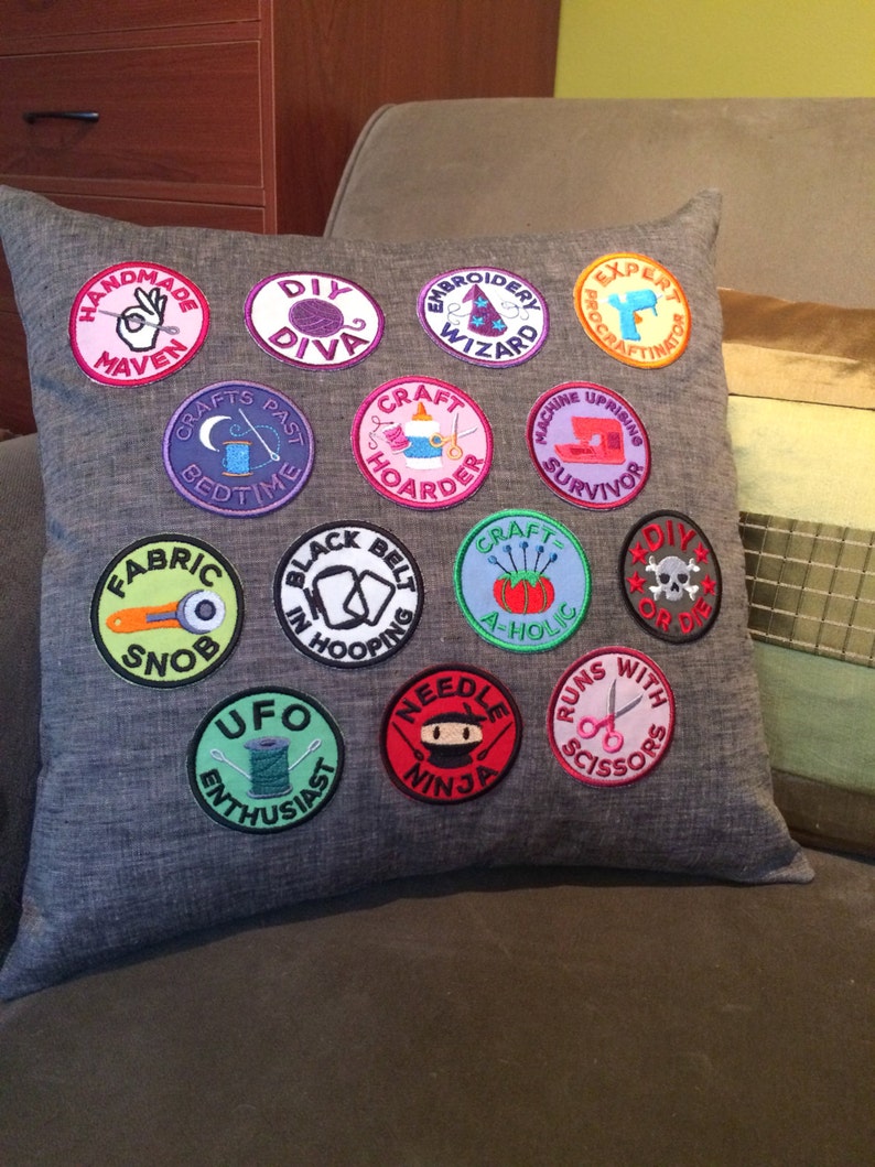 Craft Hoarder Crafty Sewing Merit Badge Feminist Embroidered Patch Large or Small