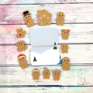Gingerbread Family Tin Play Set, Felty, Gingerbread Family Felties, Fidget Toy, Quiet Time Activity, Travel Toy