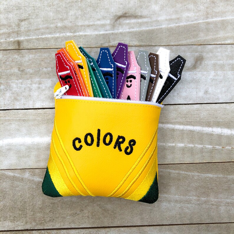 Colored Crayons 4x4 Bag With 12 Colored Crayons Felties Etsy