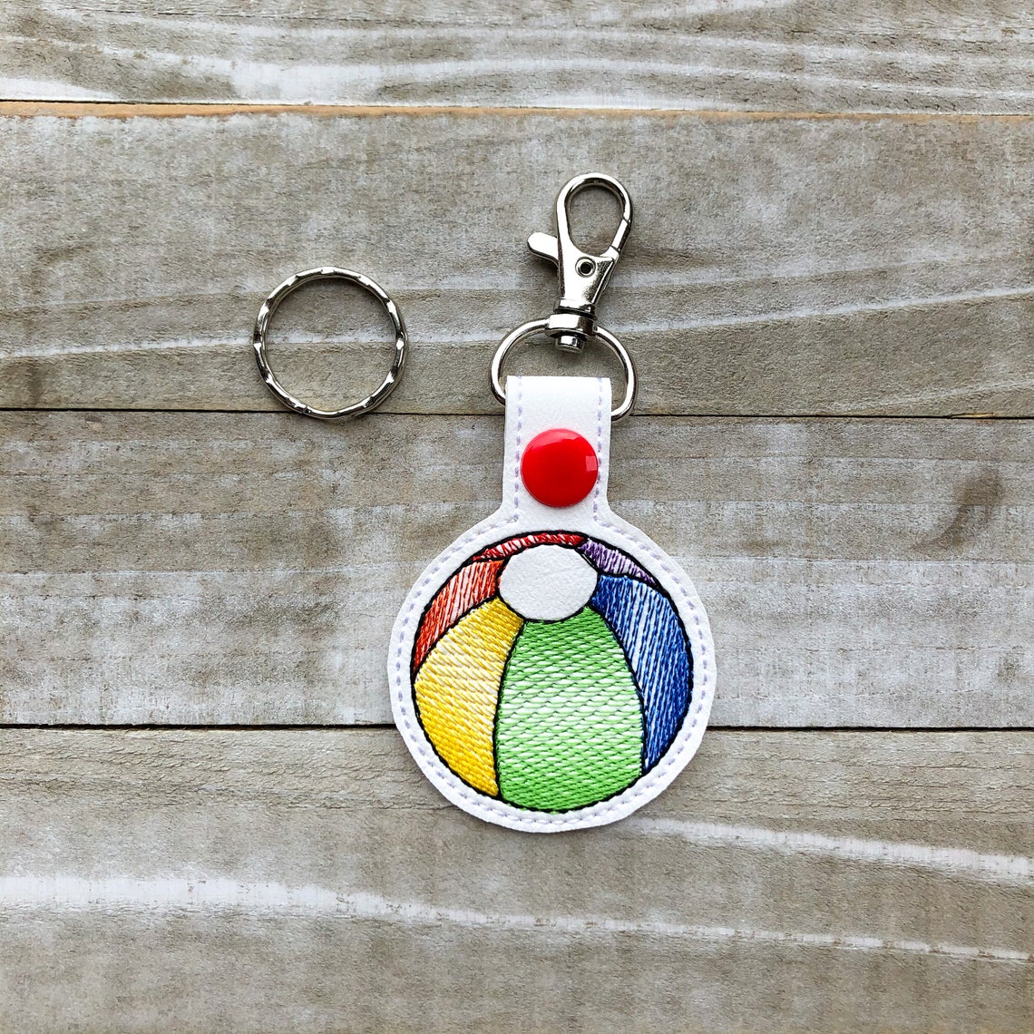Beach Ball Key Ring Key Fob Bag Tag Snap Tab Etsy