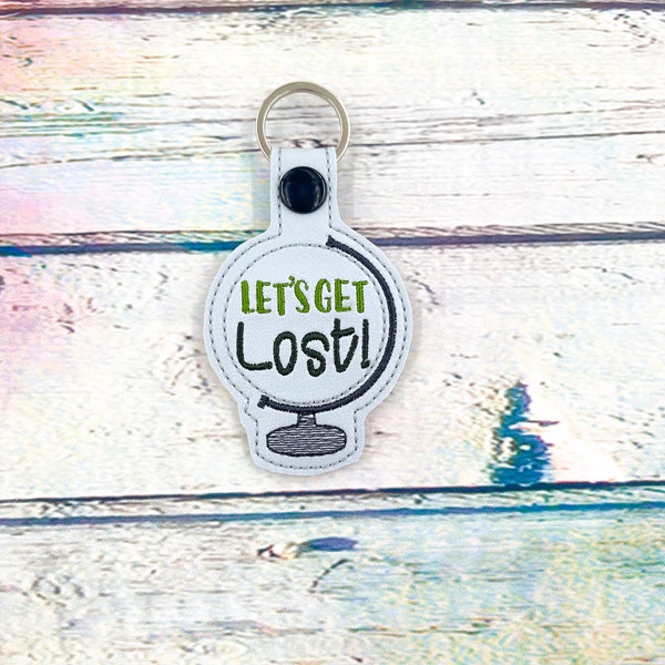 Let's Get Lost Globe Porte-clés, Languette à pression, Étiquette de sac