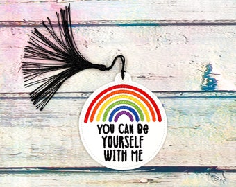 You Can Be Yourself With Me Rainbow Pride Flag Bookmark