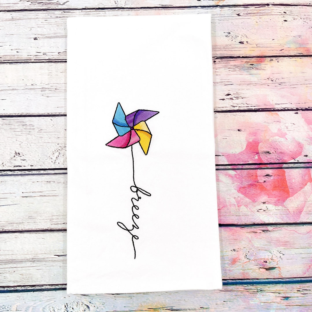Breeze Pinwheel Embroidered Kitchen Towel, of the Month Tea Towel ...