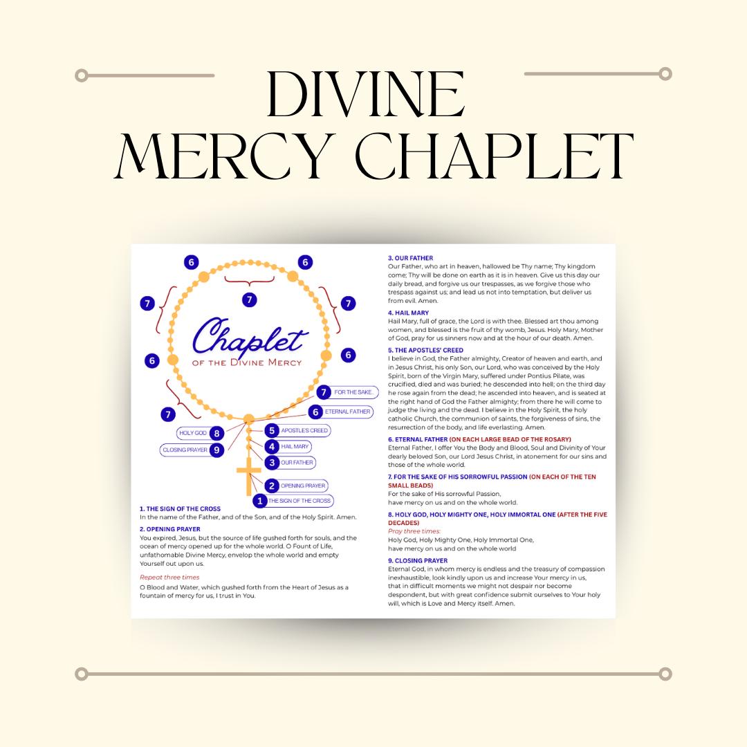 Divine Mercy Chaplet Foldable Card & One Page | US Letter Landscape ...
