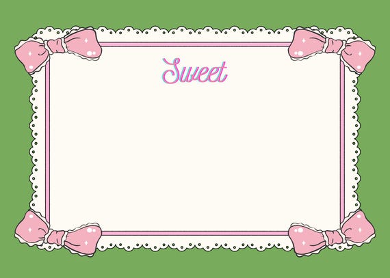 Blank Recipe Cards: Bow Design