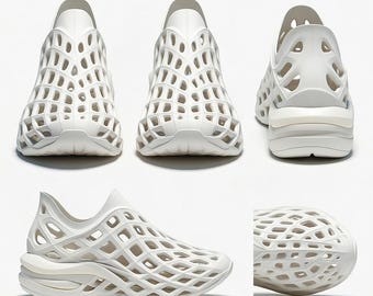 Futuristic Voronoi Lattice Shoe STL | Parametric Organic Footwear (Digital Download)