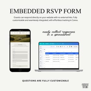 Wedding website template with built in RSVP form and guest tracker
