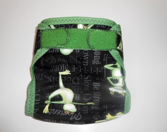 One Size Yoga Frogs Diaper Cover