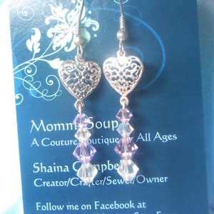 Coeur en argent et cristal Swarovski boucles d’oreilles