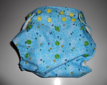 Trim One Size Blue Swirl Pocket Diaper