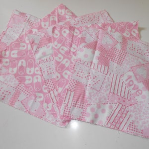 Baby Pink / Pink Diaper Pins Cloth Wipes