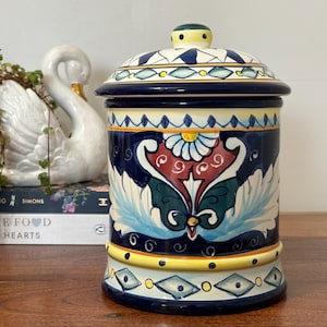 Pot à biscuits vintage en céramique de style italien peint à la main | Chino Fine Qualité