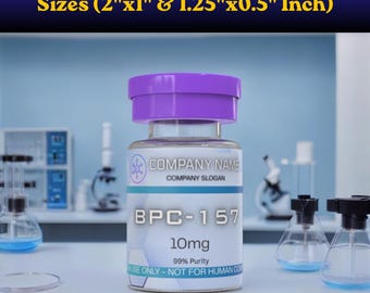 40x Editable Peptide Vial Label Templates | 2 Sizes (2x1") & (1.25x0.5") | Canva Download