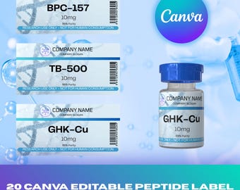Canva Editable Peptide Label Templates | Canva Download | 2"x1" INCH