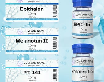 Editable Peptide Vial Label Templates | 2"x1" Canva Design (Digital Download)