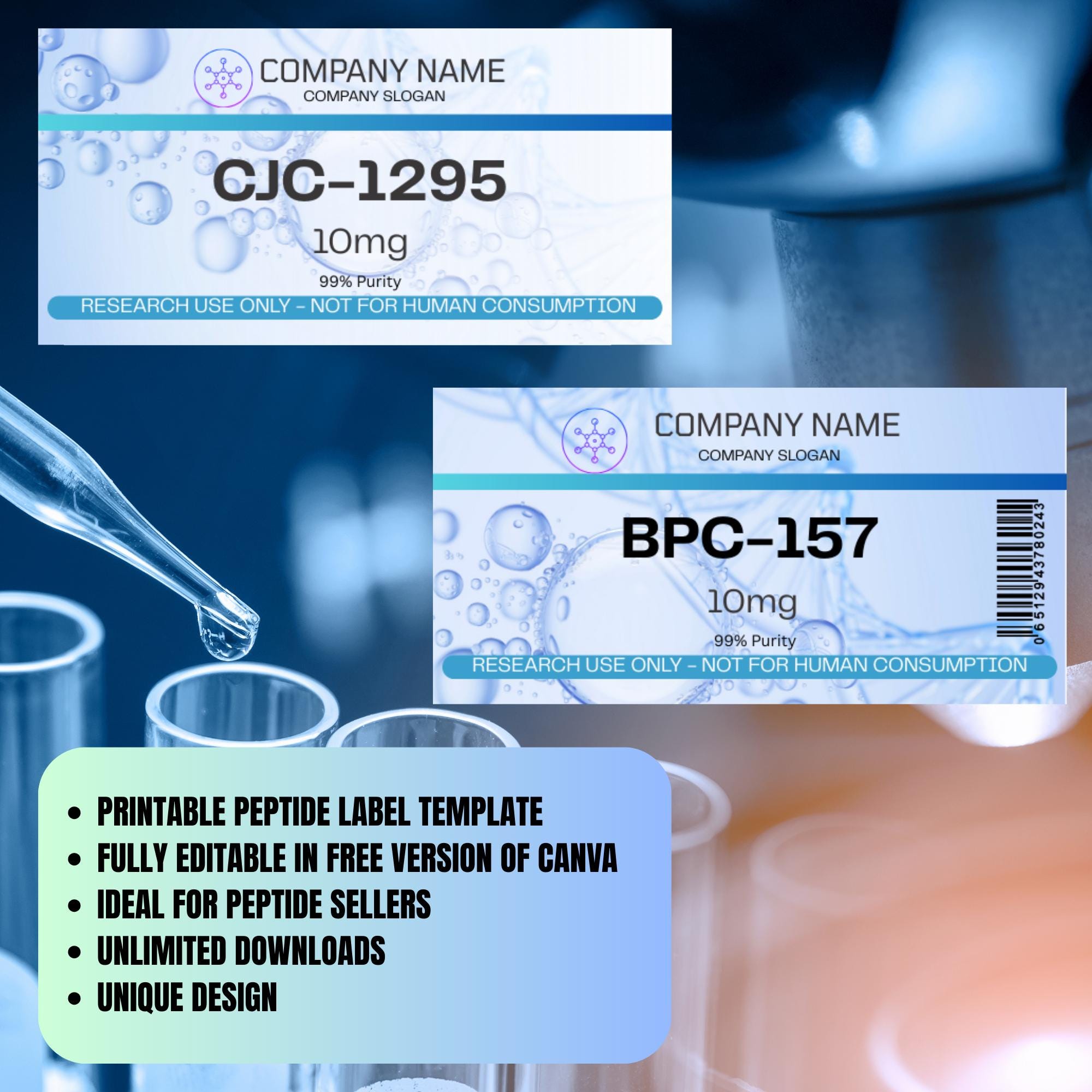 Editable Peptide Label Templates - Etsy