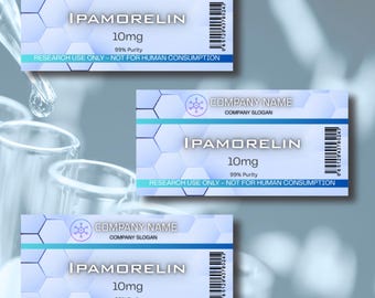 40x Editable Peptide Vial Label Templates | 2 Sizes (2x1") & (1.25x0.5") |Canva Download