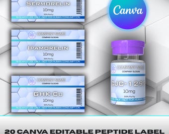 40x Digital Peptide Label Template Designs | 2 Sizes (2x1") & (1.25x0.5")