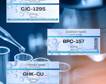 Unique Peptide Label Templates For 3ml Vials | Fully Editable In Canva