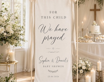 For This Child We Have Prayed Baby Shower Banner, Personalized Bible Verse Baby Shower Backdrop, Christian Baby Sign