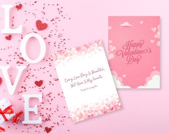 Printbare Valentijnskaart, romantische liefdesgroet, direct te downloaden voor stellen