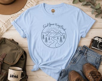 Find Your Wild Road T-Shirt | Mountain Road Line Art, Adventure Graphic