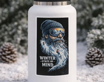 Winter State of Mind bearded man ski goggles Sticker | Kiss-cut sticker