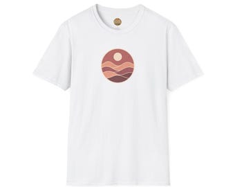Minimal Sunset Waves T-Shirt | Retro Boho Circle Graphic