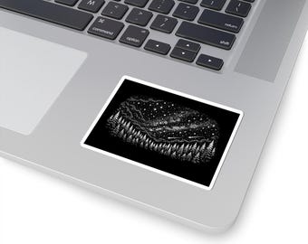 Milky Way Forest Vinyl Sticker - Glossy Celestial Art