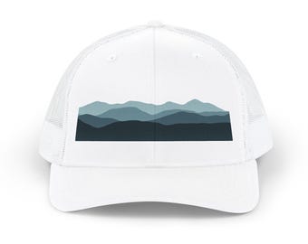 Snapback-Cap mit Bergmotiv | Trucker-Cap mit minimalistischem Landschaftsmotiv