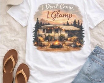 Ich Campe nicht Ich Glampe T-Shirt | Vintage Wohnwagen Anhänger Graphik