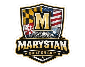 Marystan Shield Logo Kiss-Cut Sticker | Maryland + USA Flag Emblem