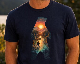 Sonnenuntergang Bär Silhouette T-Shirt