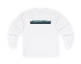 Minimal Mountain Range Long Sleeve Tee | Geometric Landscape Shirt