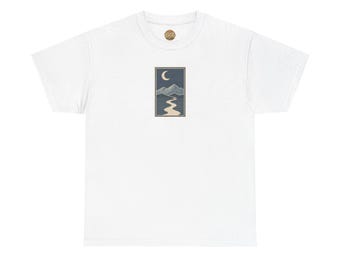 Moonlit Mountain River T-Shirt | Night Landscape Tee