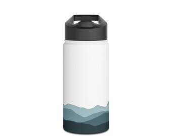 Blue Mountain Range Stainless Steel Water Bottle | Minimal Landscape