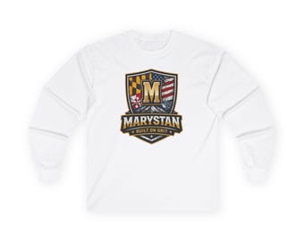 Marystan Shield Crest Long Sleeve Tee | Maryland Flag, American Flag