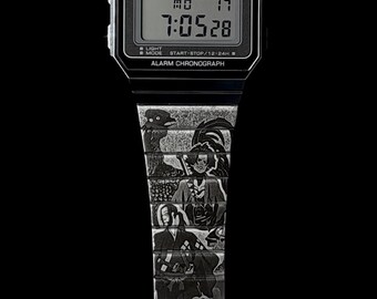 Custom Casio A700W-1A • Samurai Shampoo Inspired Design • Engraved Watch