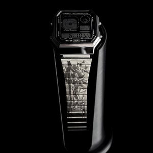 Reloj Casio A130WE-1AEF personalizado con grabado y diseño “Zaku”.