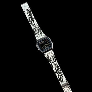 Custom Casio A159WA-N1 | Japanese Flame | Negative Mod | Engraved Caseback | Stainless Steel Retro Watch | image 3
