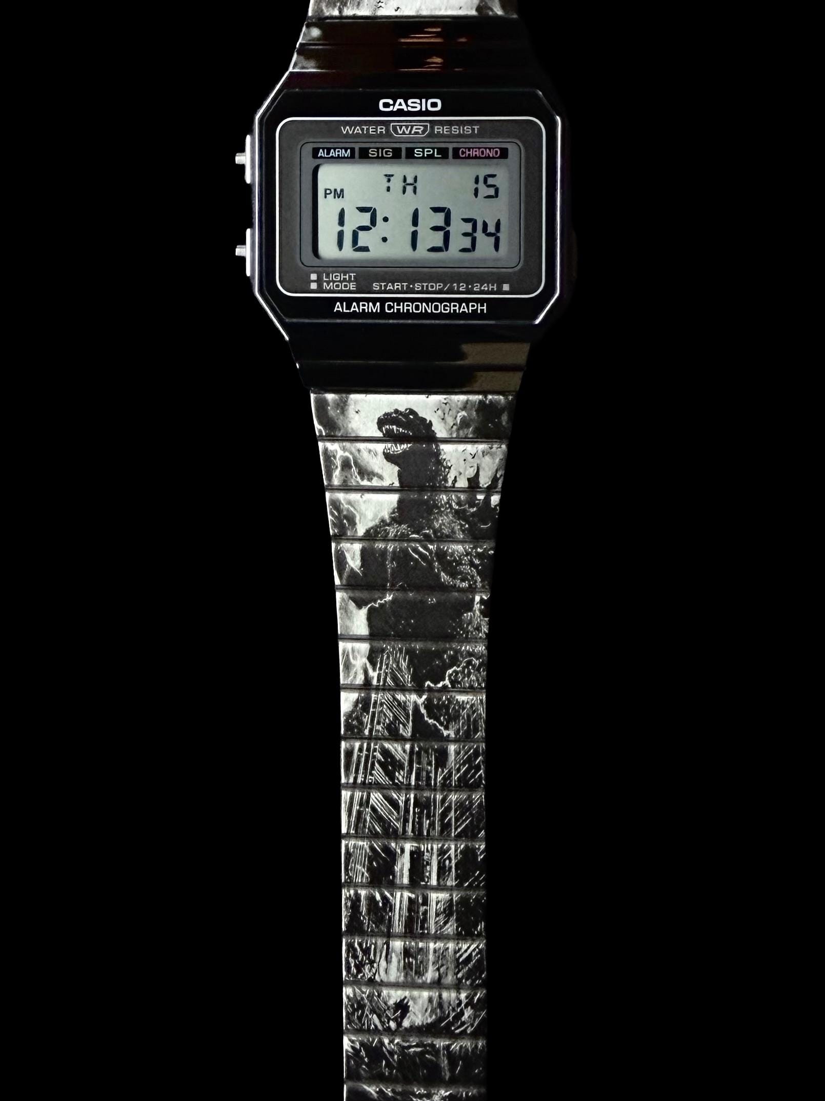 Custom Casio A700W-1A Heisei “zilla”- Inspired Design Engraved