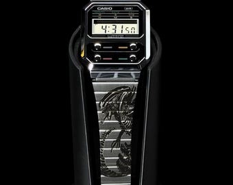 Reloj Casio A100 personalizado • Diseño alienígena • Grabado