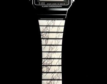 Custom Casio A700W-1A Cybersigilism Design Engraved Watch