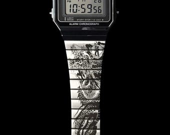 Custom Casio A700W-1A Dragon Design Engraved Watch