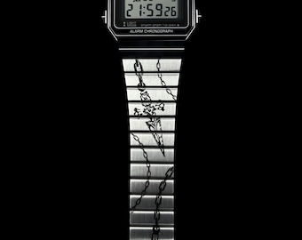 Custom Casio A700W-1A Judgement Chain Inspired Design Engraved Watch